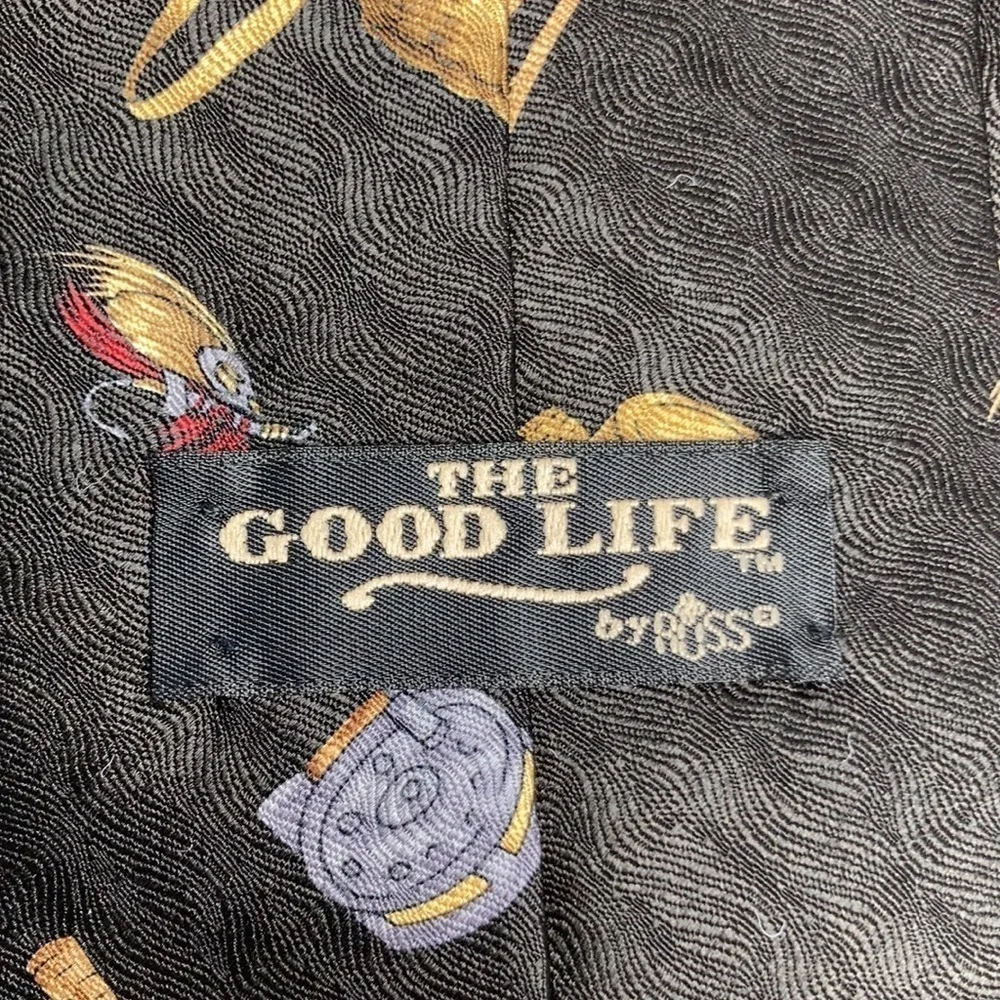 The Good Life by‎ Russ fishing design 100% silk tie